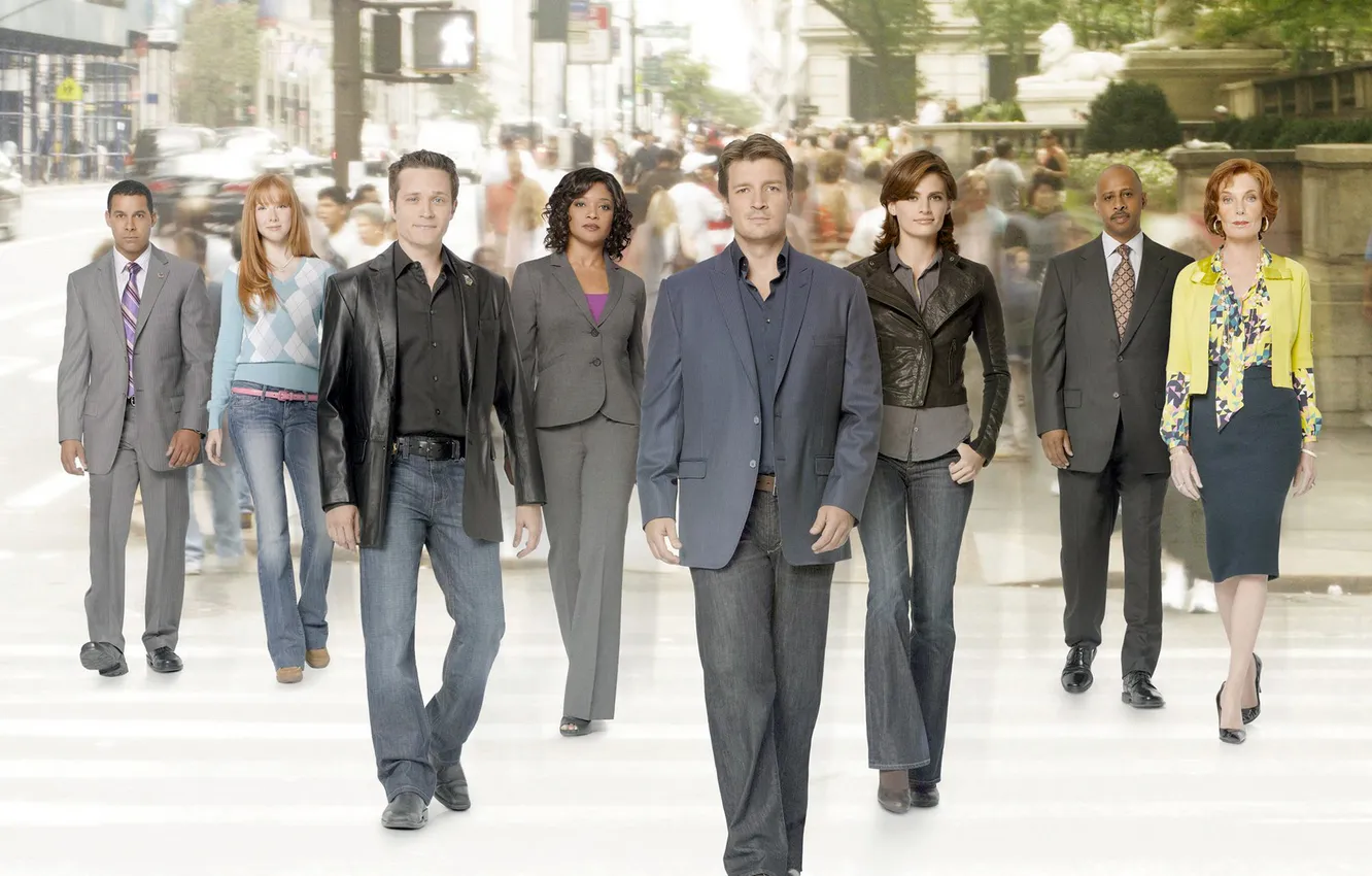 Photo wallpaper Nathan Fillion, Stana Katic, Stana Katic, Mill CATIC, Nathan Fillion, Quinn, Susan Sullivan, Tamala Jones