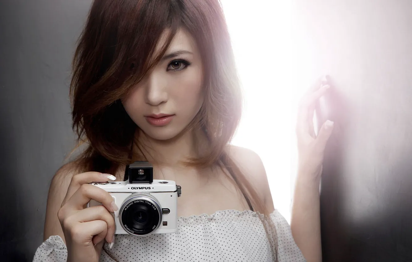 Photo wallpaper girl, portrait, camera, the camera