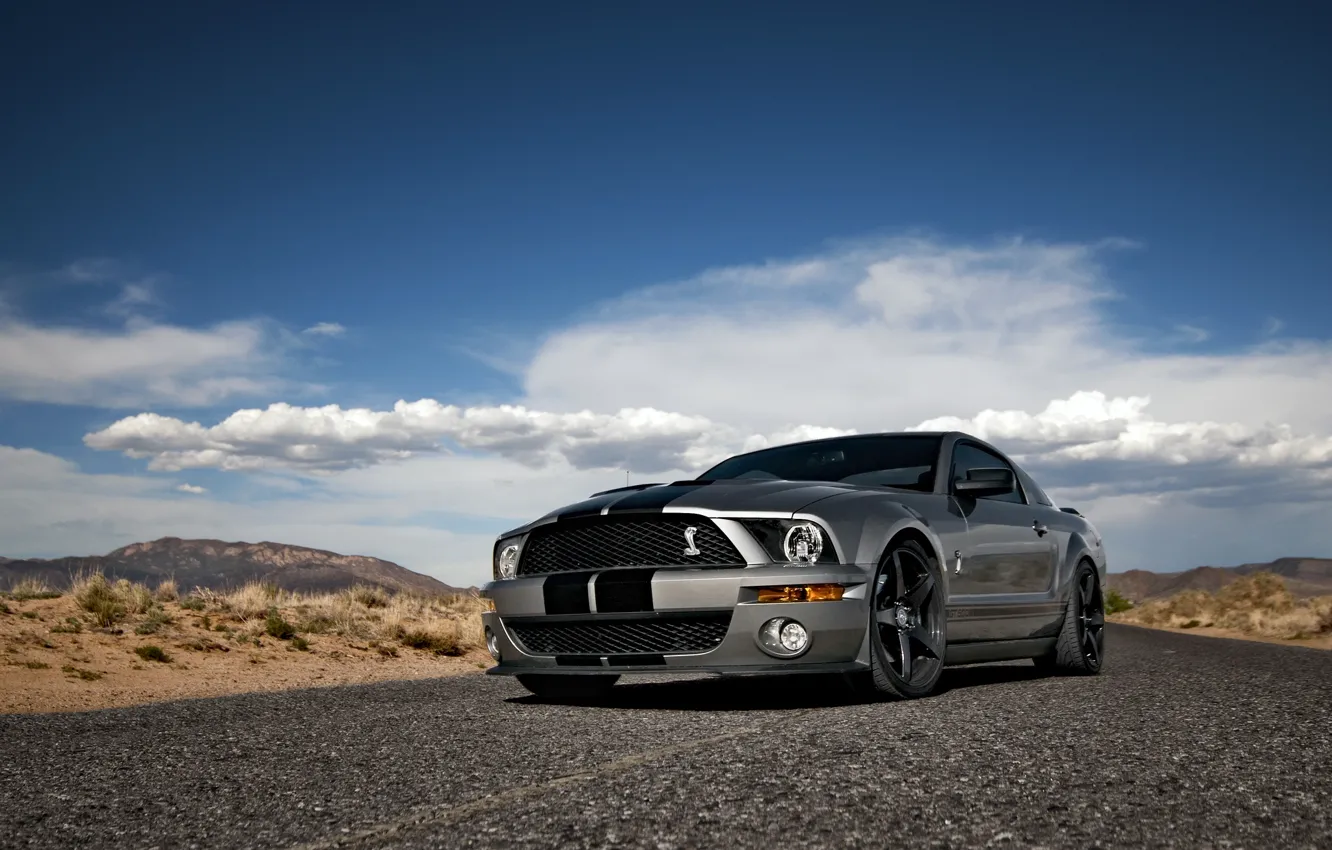 Photo wallpaper the sky, clouds, Mustang, Ford, Shelby, GT500, Mustang, silver