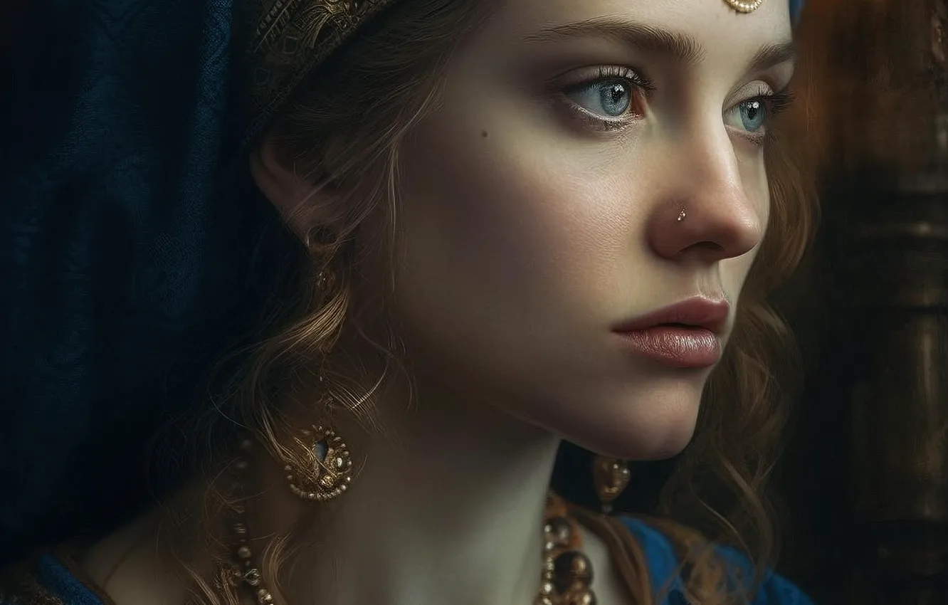 Photo wallpaper portrait, look, girl, AI art, neural network