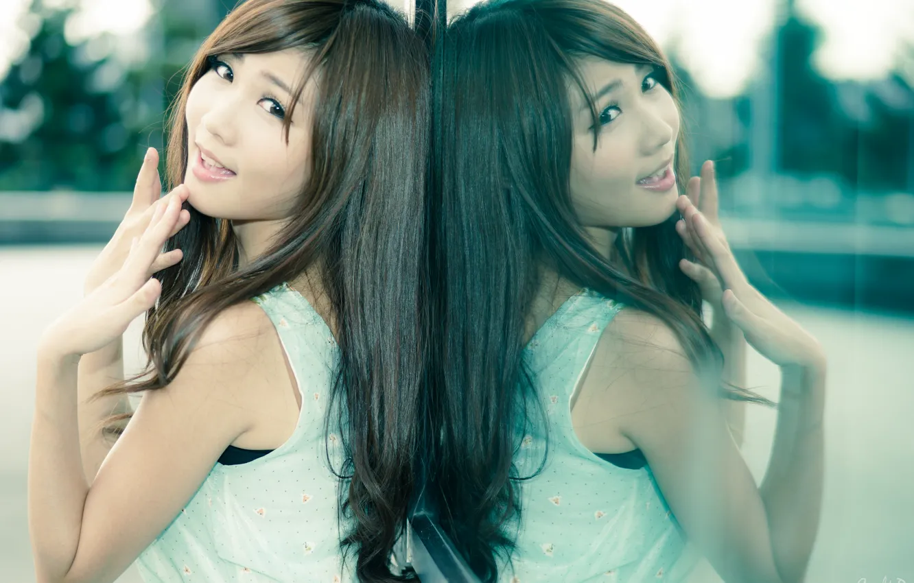 Photo wallpaper mood, women, reflection, asian, portrait, oriental