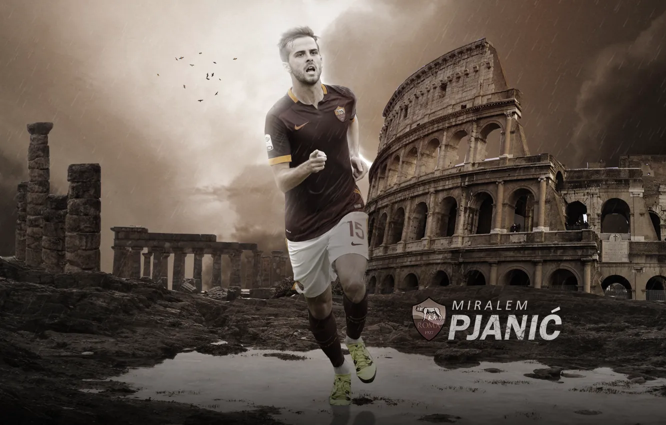 Photo wallpaper wallpaper, sport, football, player, AS Roma, Miralem Pjanic