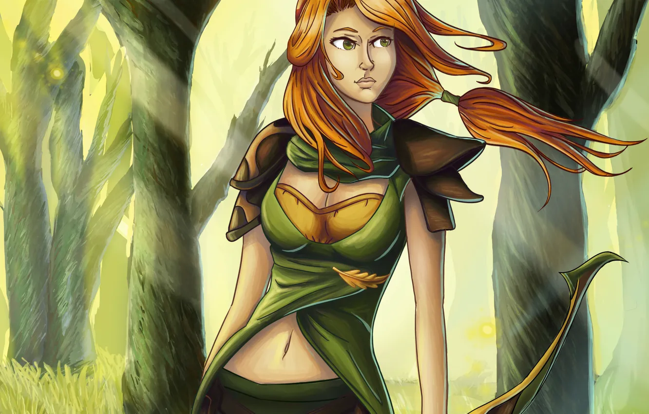 Photo wallpaper girl, game, bow, art, game, arrows, Defense of the Ancients, Dota 2