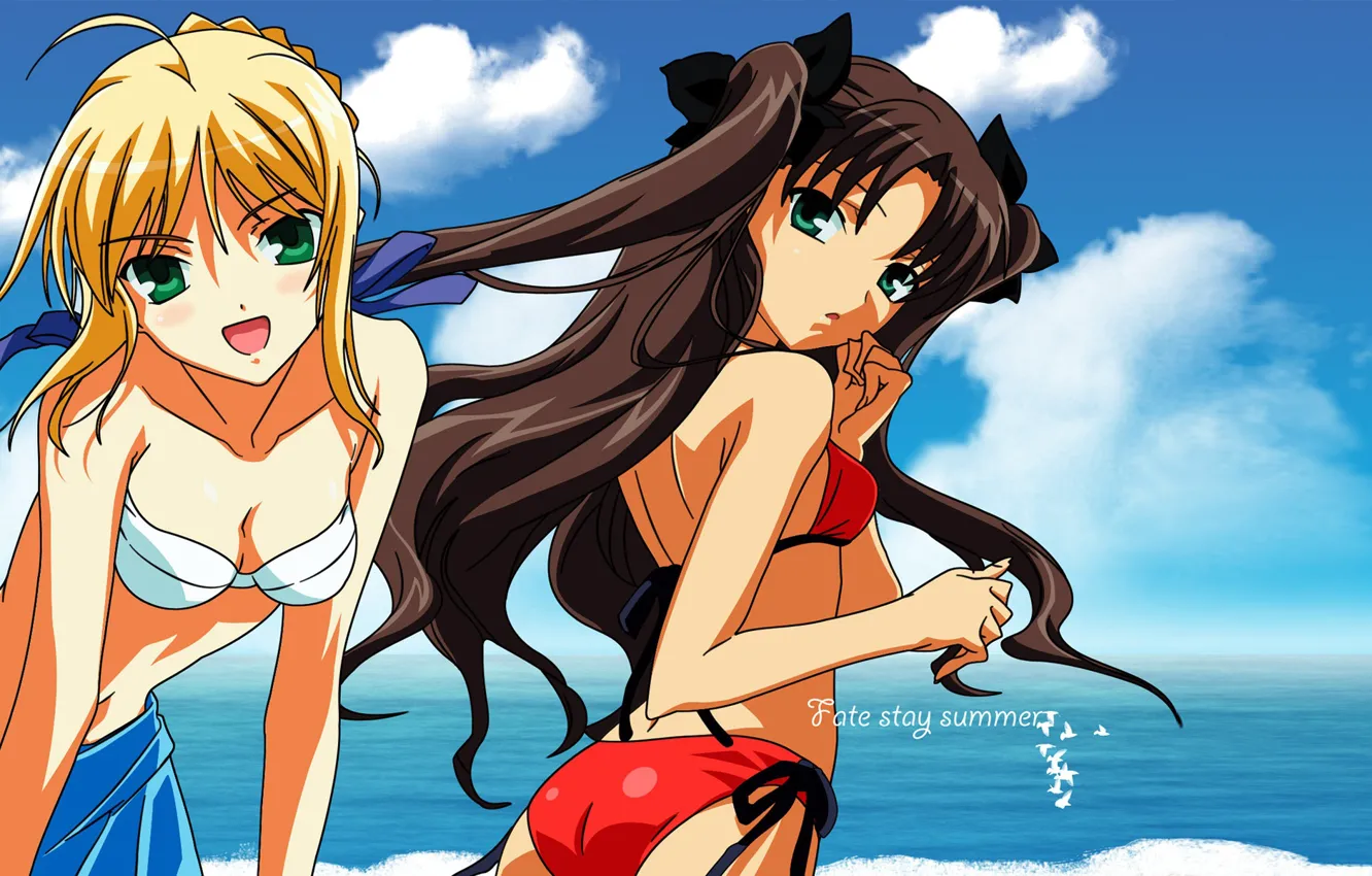 Photo wallpaper beach, summer, girl, Rin, Tohsaka Rin, the saber, Fate stay night, Fate / Stay Night