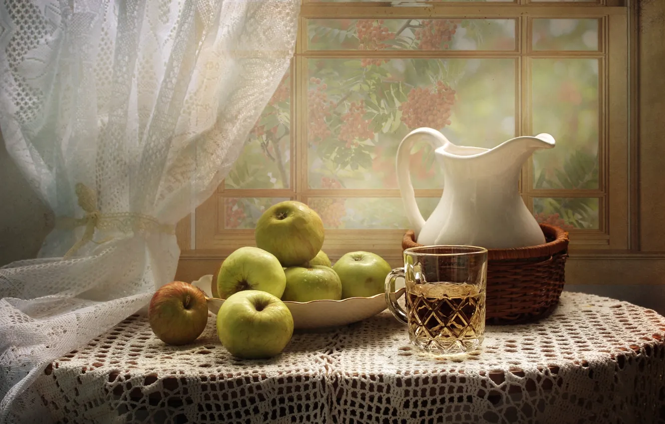 Photo wallpaper apples, juice, pitcher