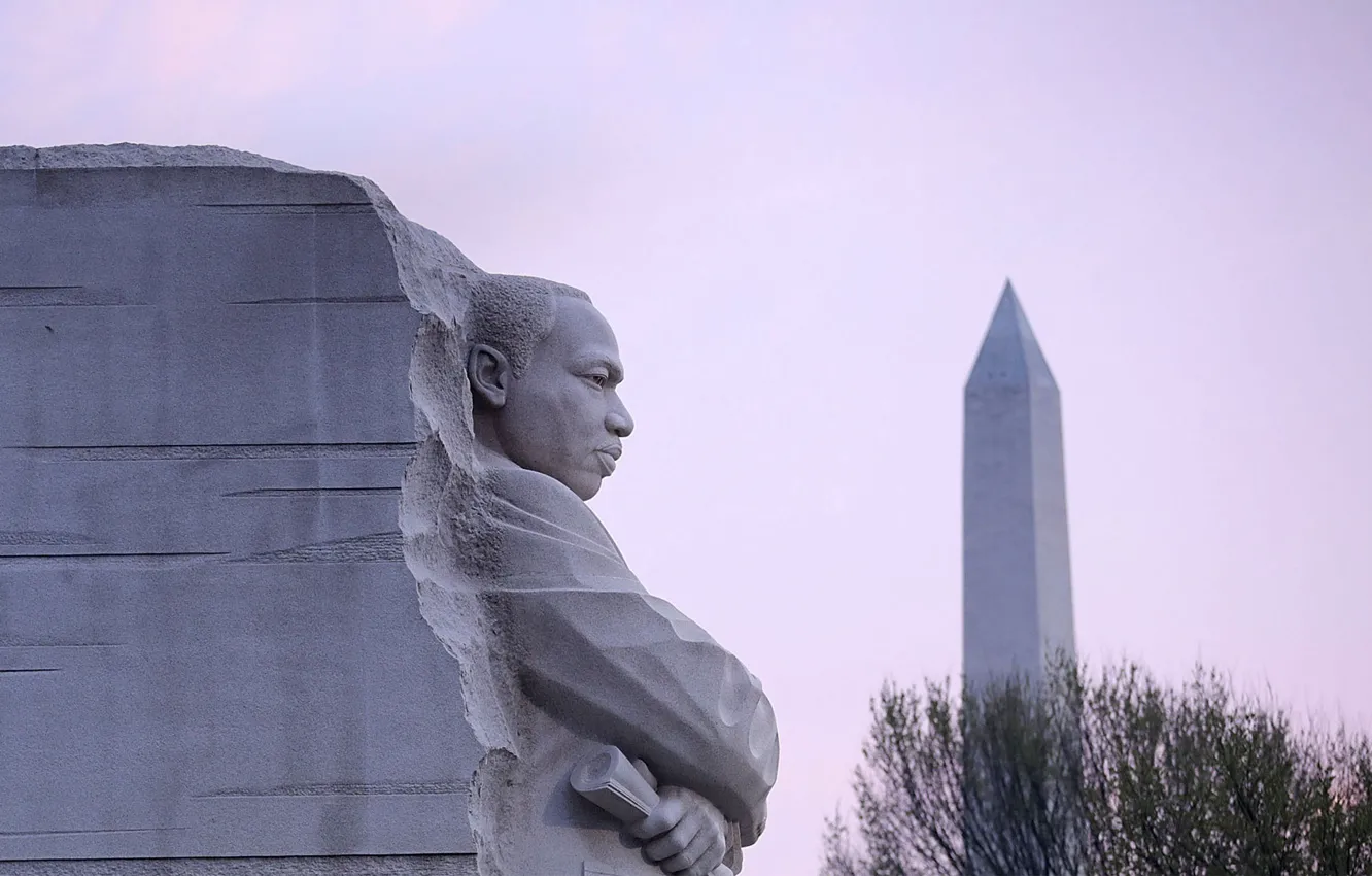 Photo wallpaper Washington, USA, sculpture, obelisk, Memorial Martin Luther King