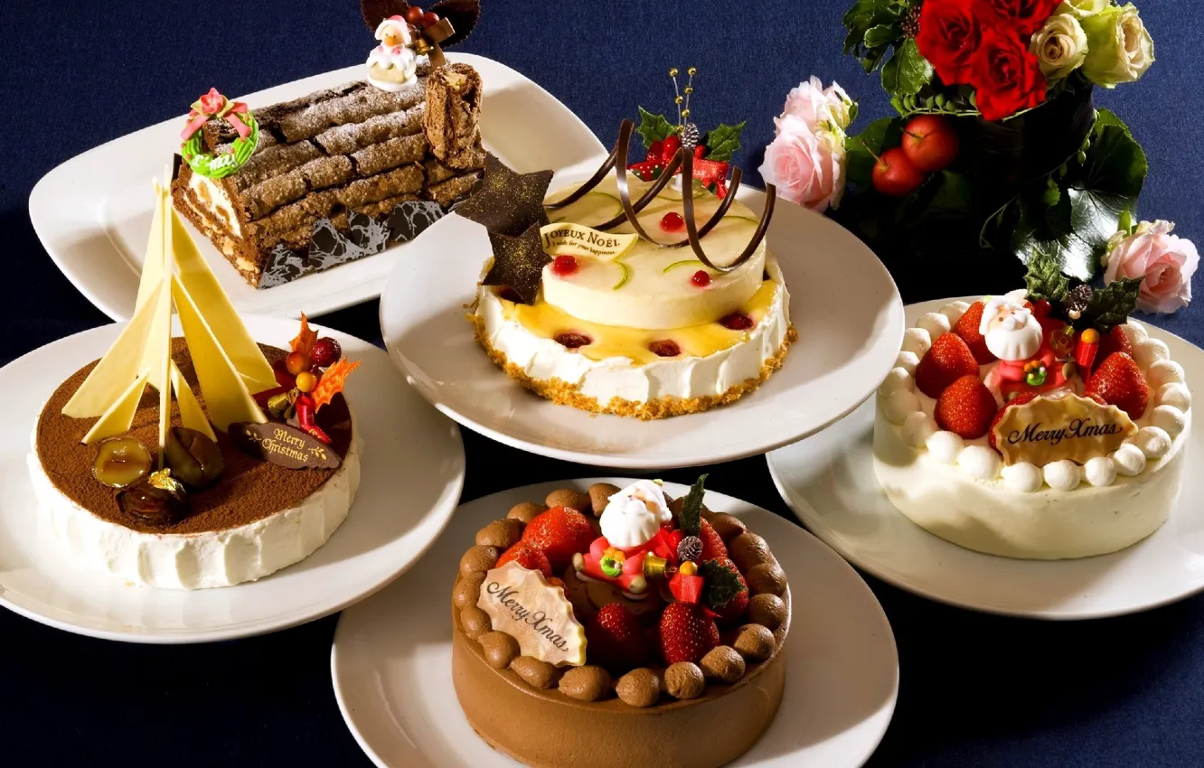 Photo wallpaper chocolate, strawberry, decoration, cake, sweet