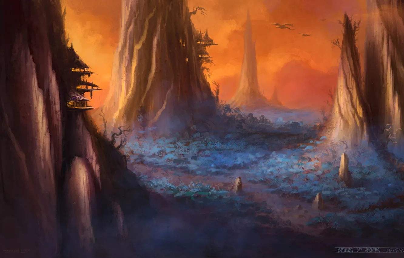 Photo wallpaper art, World of Warcraft, Concept Art, Astroguru, Spires of Arrak