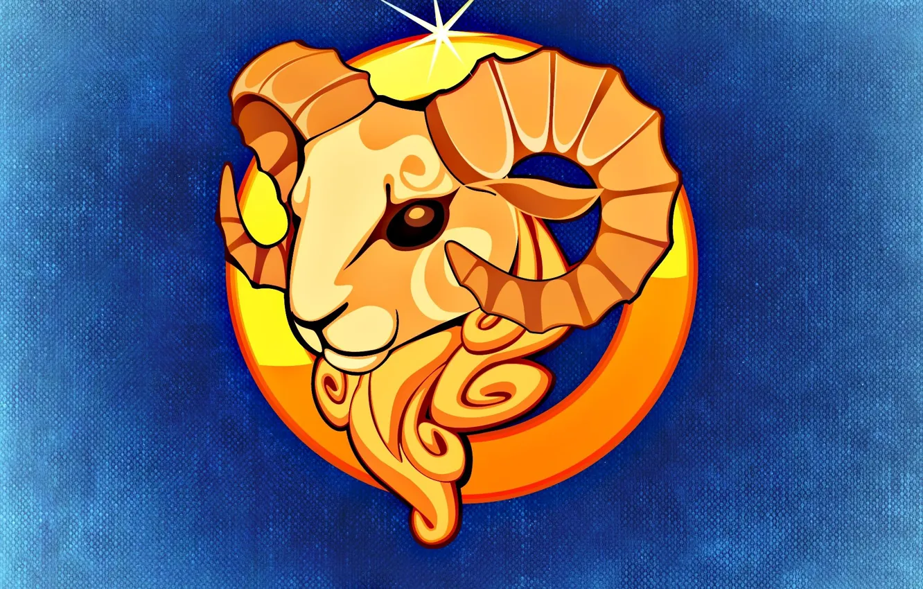 Photo wallpaper yellow, figure, graphics, symbol, Aquarius, blue background, the signs of the zodiac, symbols