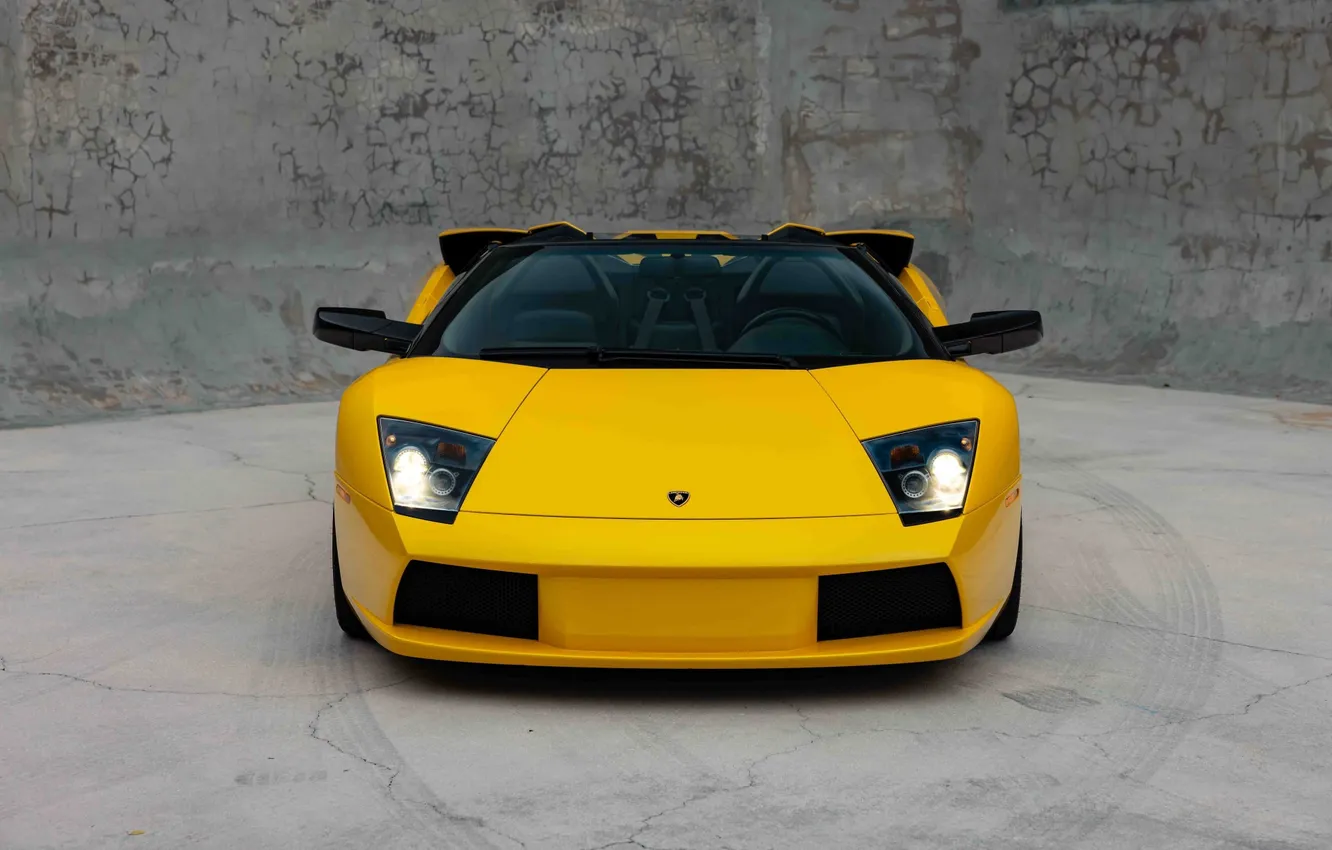 Photo wallpaper car, Lamborghini, Lamborghini Murcielago Roadster, italian cars, yellow cars