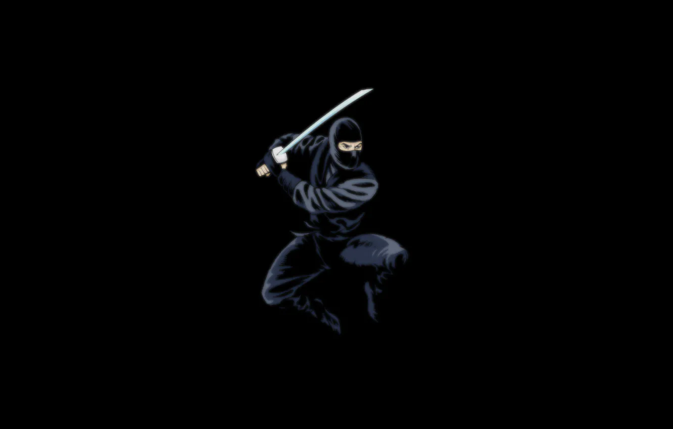 Photo wallpaper the dark background, sword, ninja, black, ninja