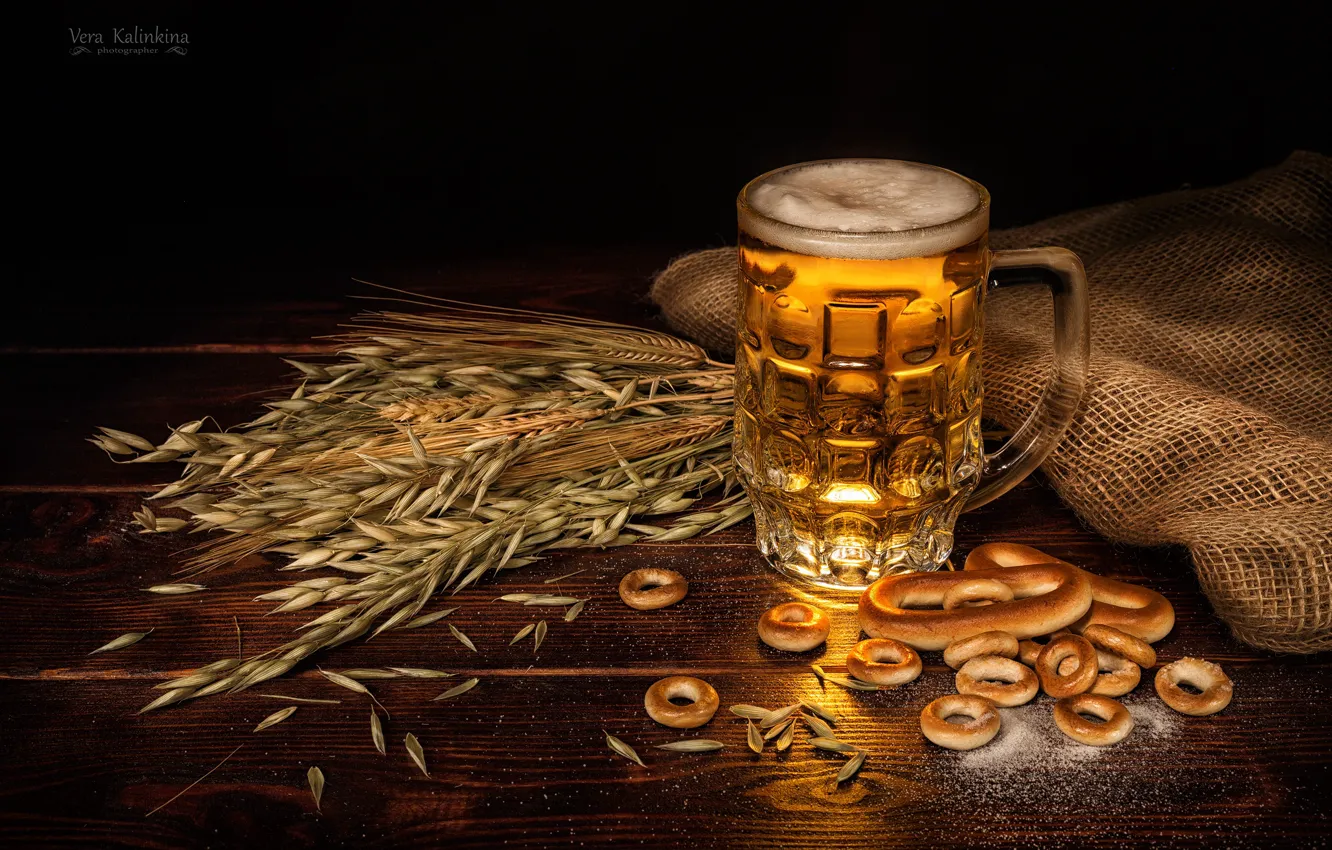 Photo wallpaper glass, beer, drying, oats