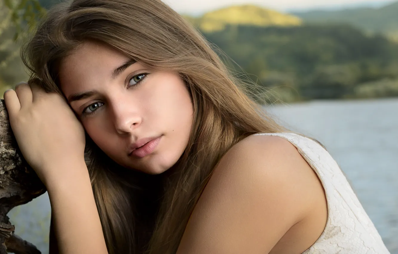 Photo wallpaper look, girl, face, pose, portrait, hands, long hair, Tanya Markova