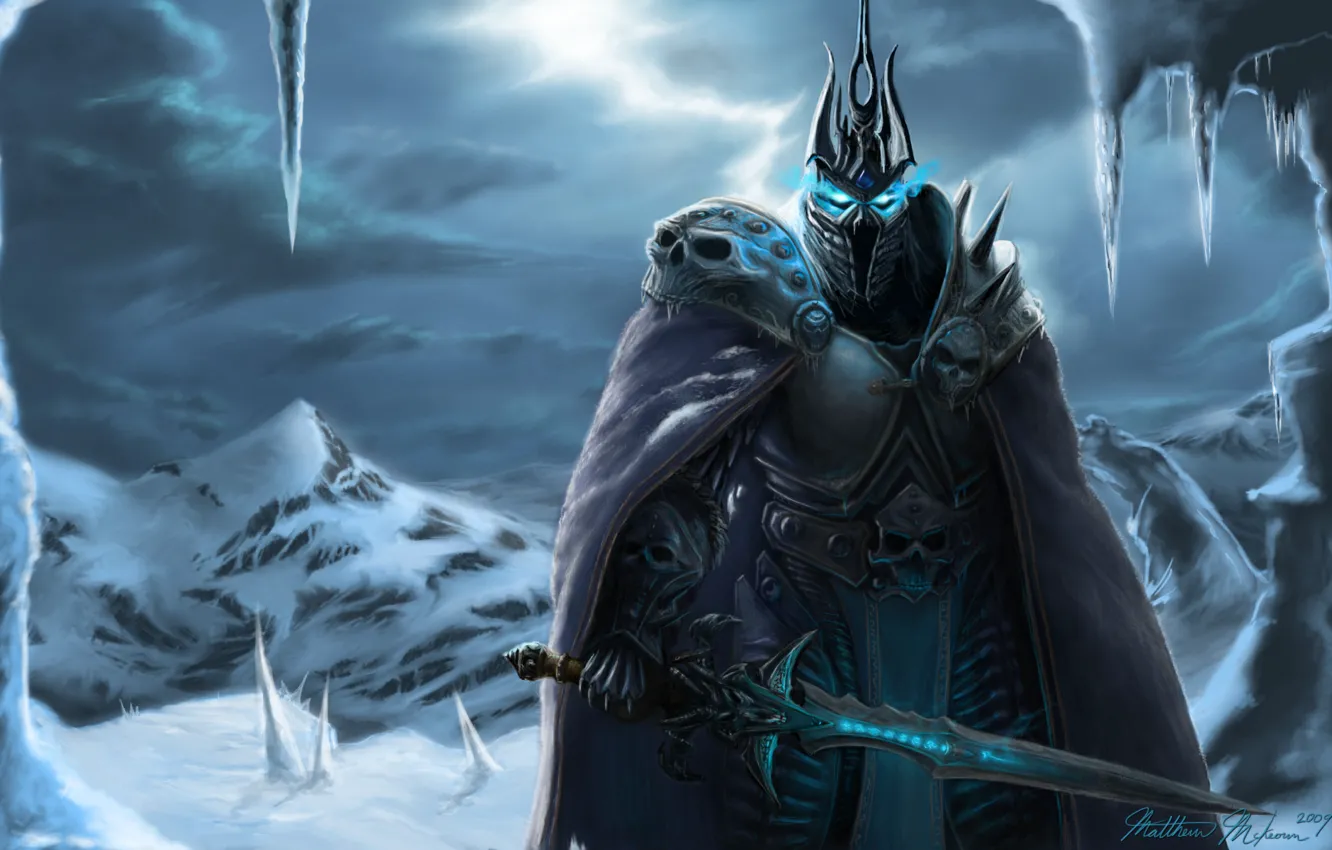 Photo wallpaper snow, sword, armor, world of warcraft, arthas, lich king, fallen Prince, Arthas Menethil