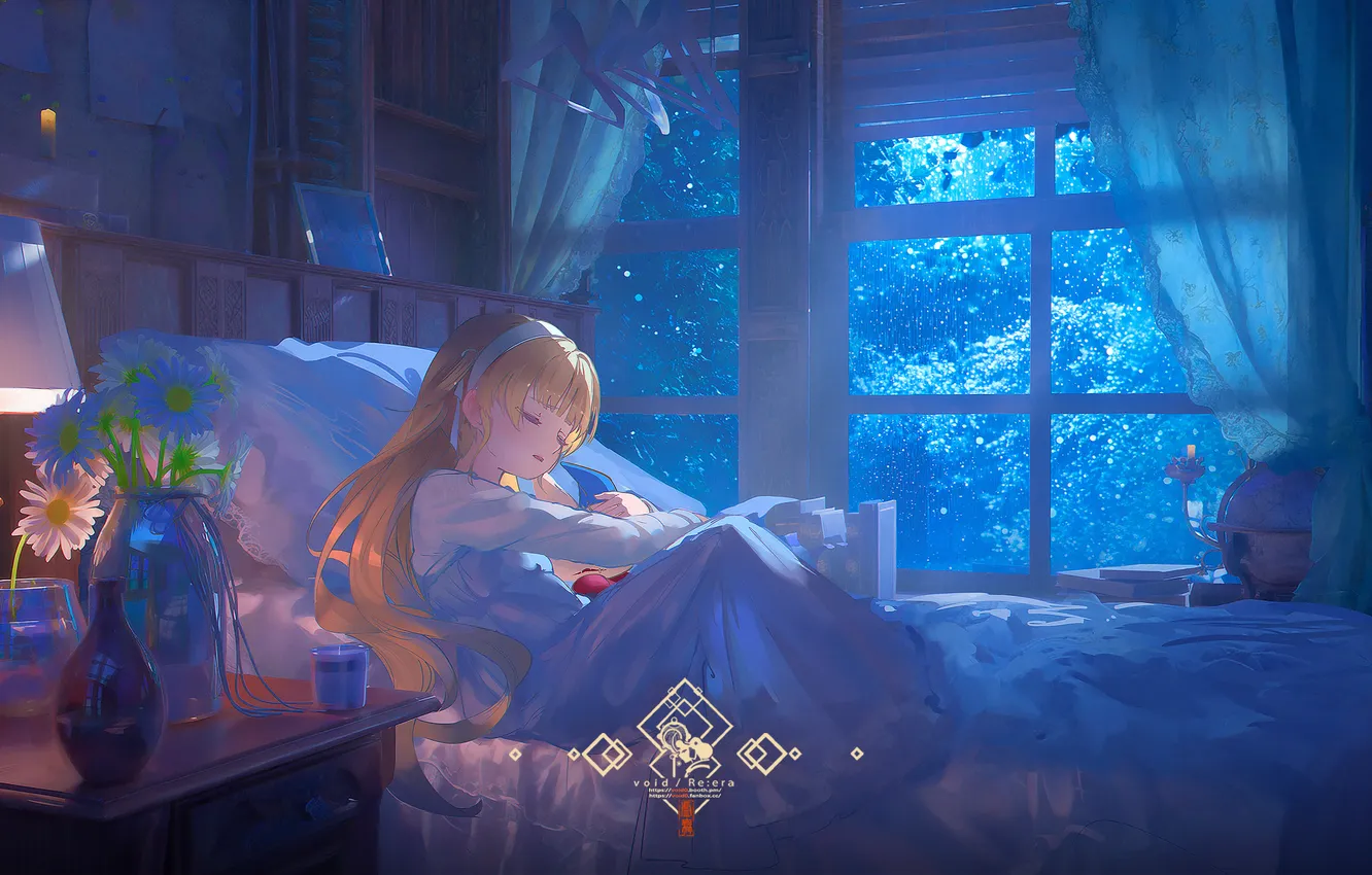 Photo wallpaper girl, flowers, bed, Phoebe, Wuthering Waves