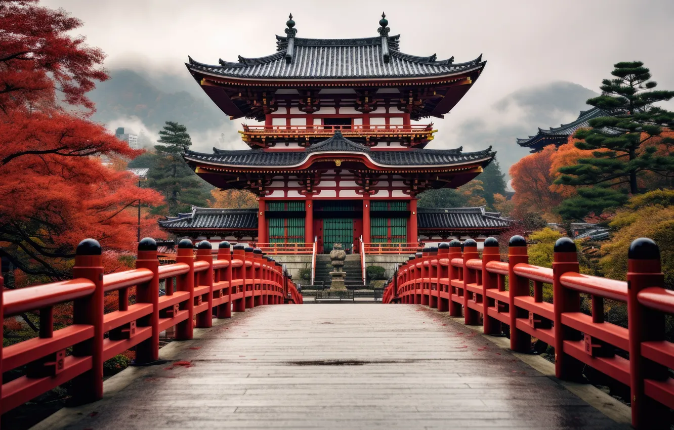 Photo wallpaper Japan, wood, architecture