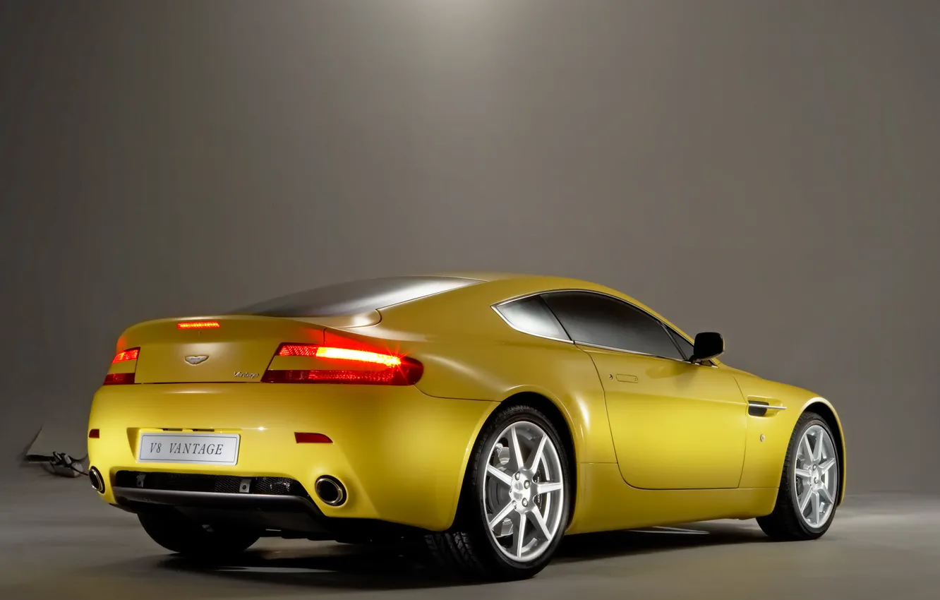 Photo wallpaper yellow, Aston Martin, Vantage