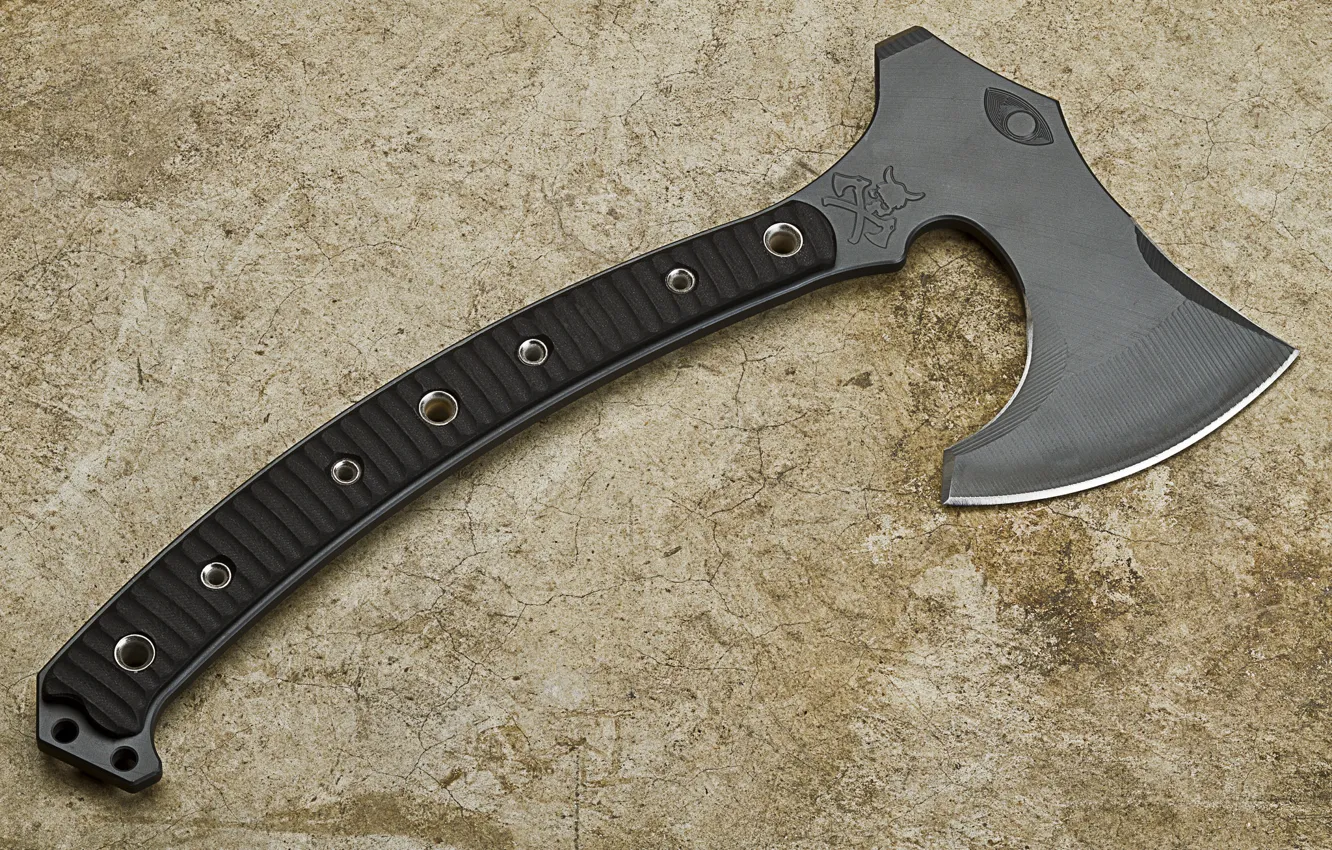 Photo wallpaper axe, metal, curved handle