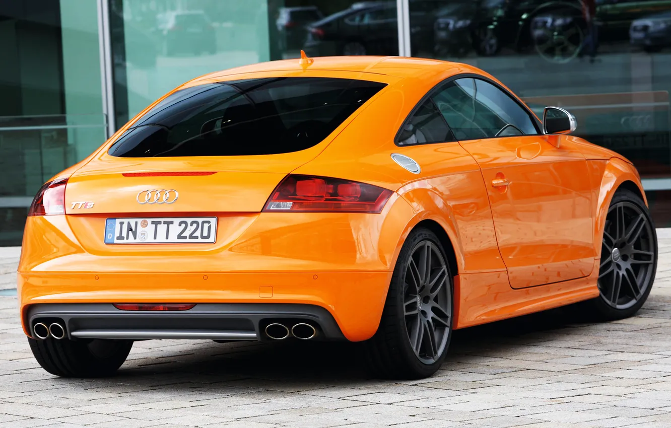 Photo wallpaper car, Audi, Coupe, exhaust, orange, back, audi tts