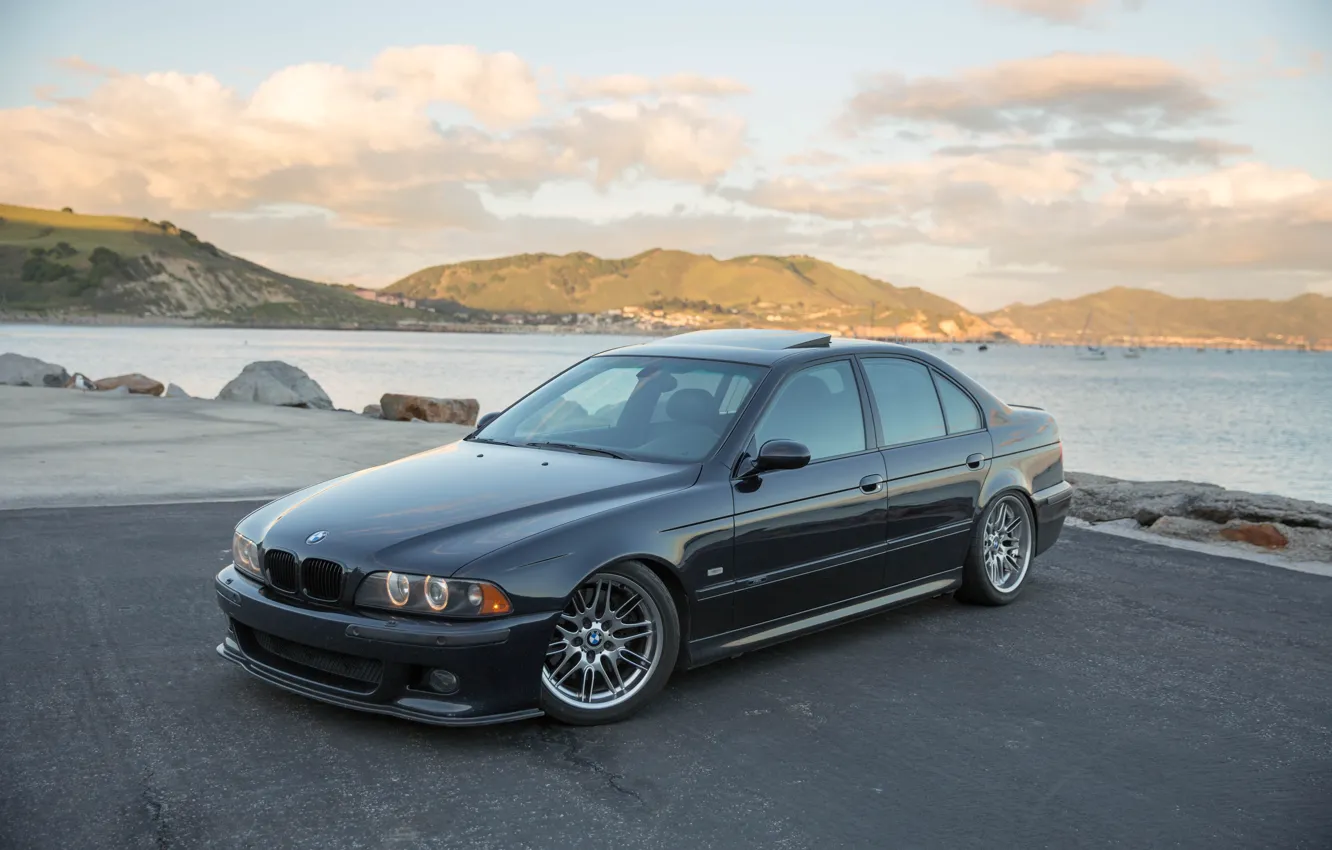 Photo wallpaper BMW, Water, Evening, E39, Sight