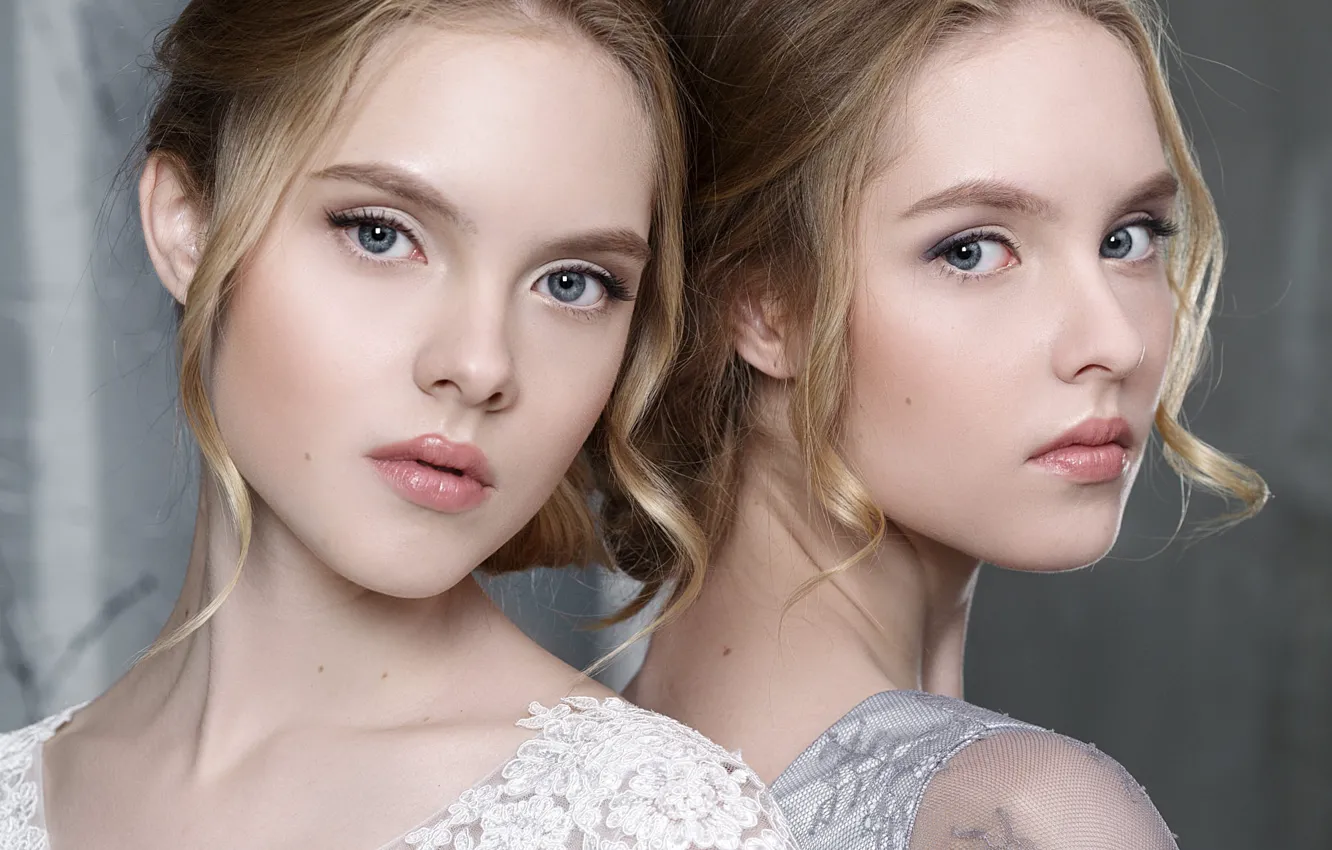 Photo wallpaper girl, portrait, Gemini, twins, Svetlana Boynovich, Vika and Lisa