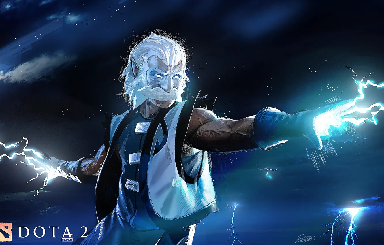 Photo wallpaper lightning, God, art, Zeus, dota 2, Lord of Heaven, Espenartman