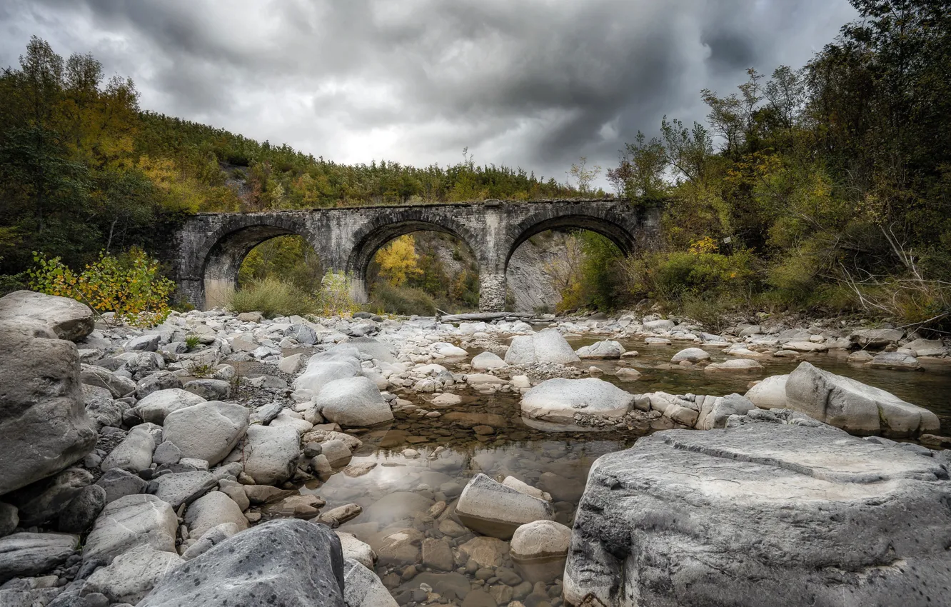 Photo wallpaper bridge, river, Emilia-Romagna, Gabriellini, Bardi