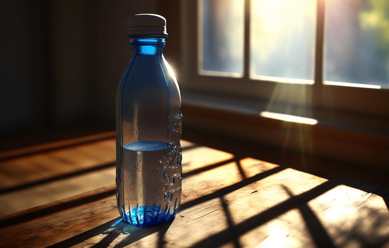 Photo wallpaper water, liquid, bottle, drinking, purified, contains
