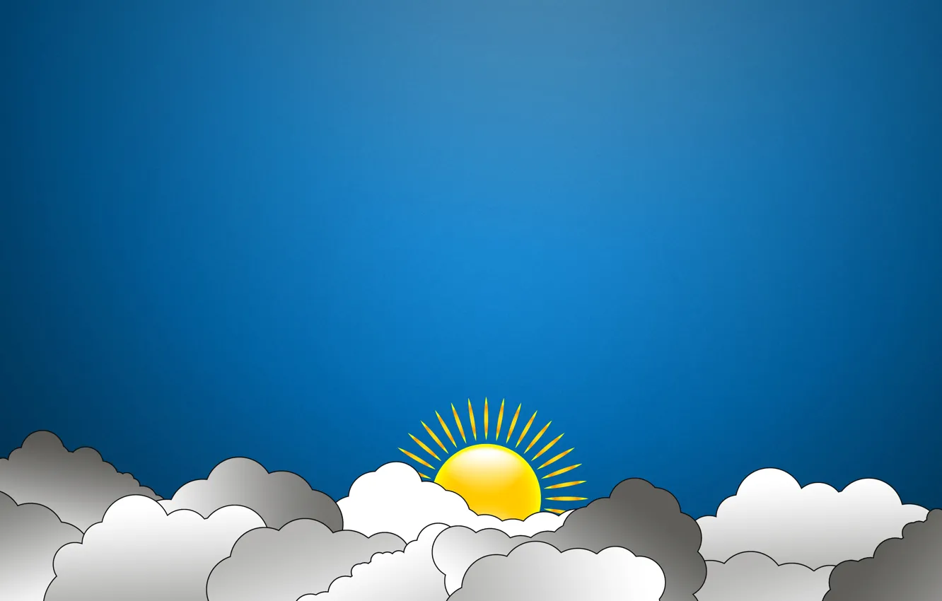 Photo wallpaper the sky, the sun, clouds, minimalism, art, madeinkipish