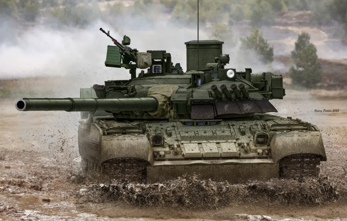 Photo wallpaper tank, USSR, MBT, T-80, Valery Petelin