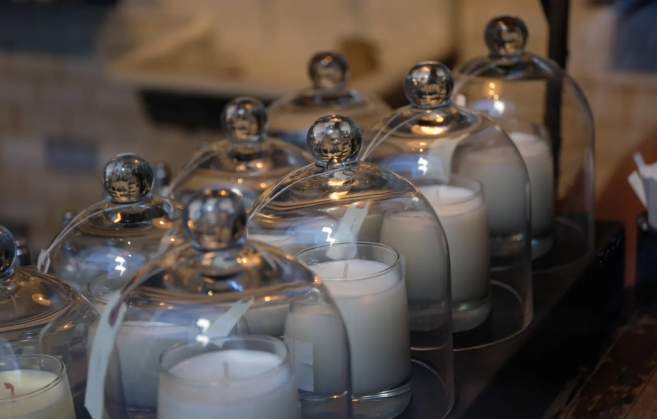 Photo wallpaper glass, candles, candlesticks, cloche