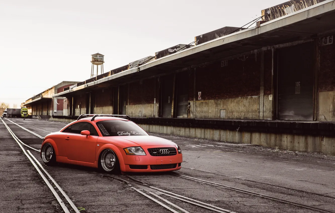 Photo wallpaper Audi, Orange, Car, Tuning, Stance