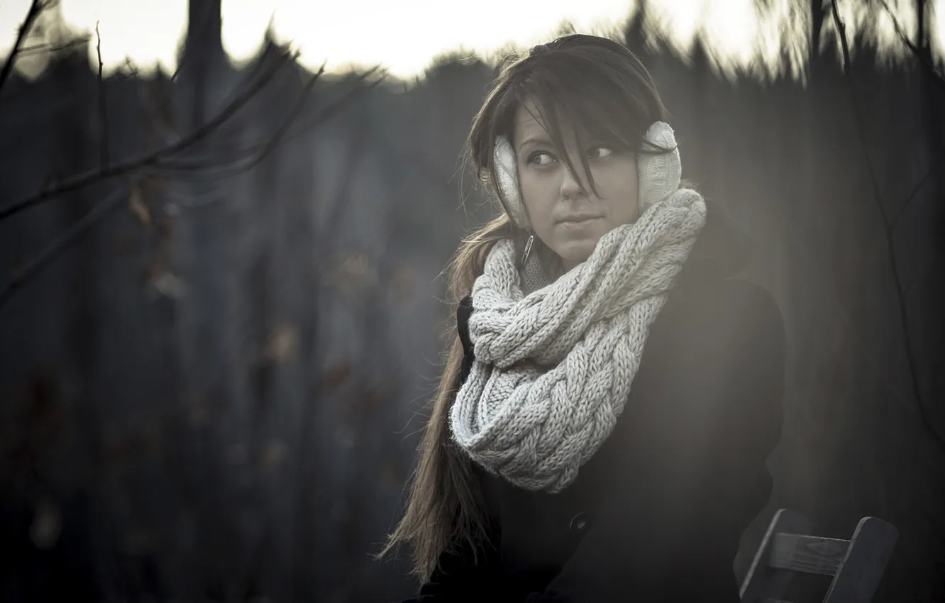 Photo wallpaper headphones, scarf, cold