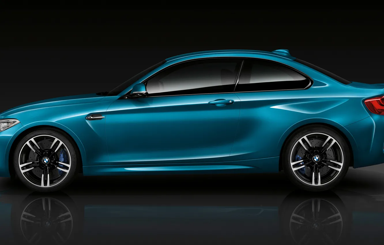 Photo wallpaper BMW, Blue, Coupe, Side, View, (2015)