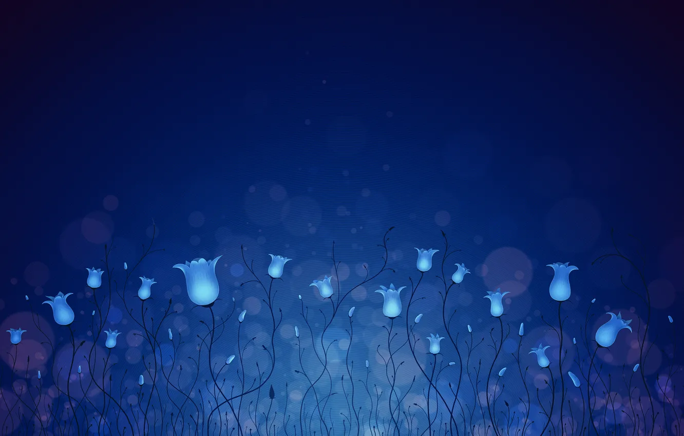 Photo wallpaper flowers, blue, bells