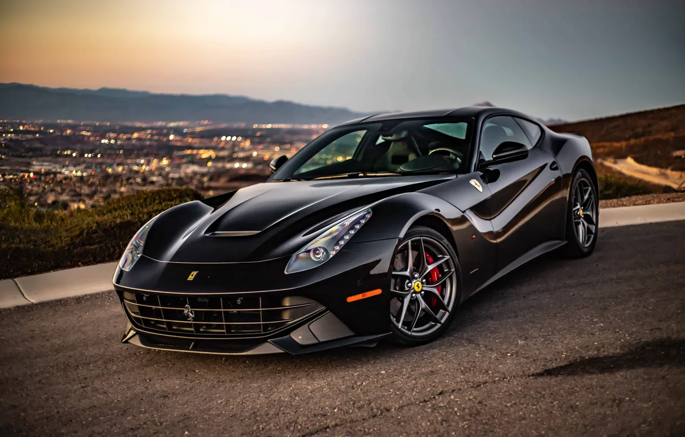 Photo wallpaper Ferrari, F12, fast car, expensive, Horsepower, Fall Leaves, ghetto street
