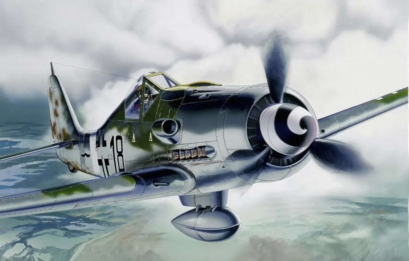 Photo wallpaper war, art, ww2, german airplane, Fw 190 D-9, painting.aviation, bomber hunter