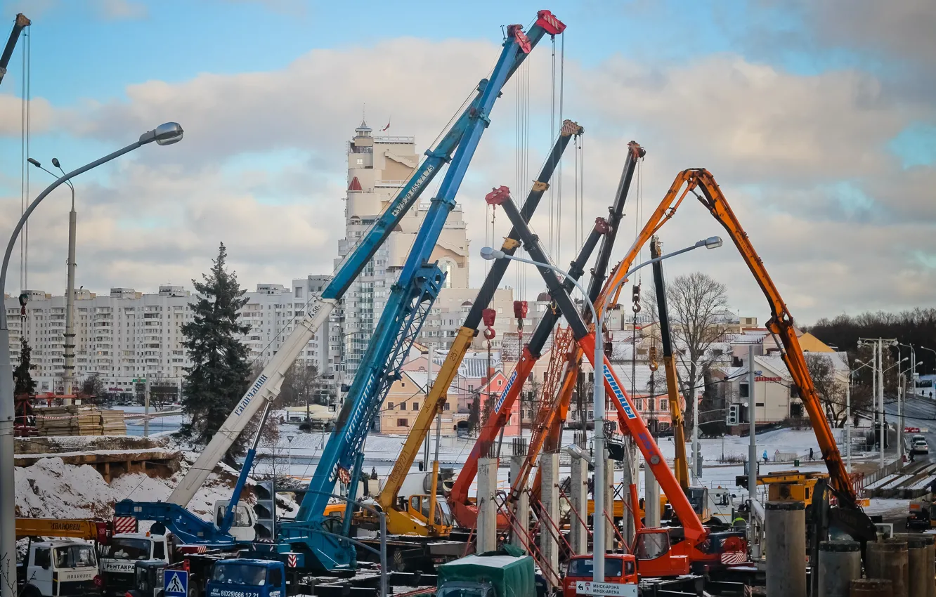 Photo wallpaper bridge, Belarus, Minsk, Insomnia, Bridge on Nemiga