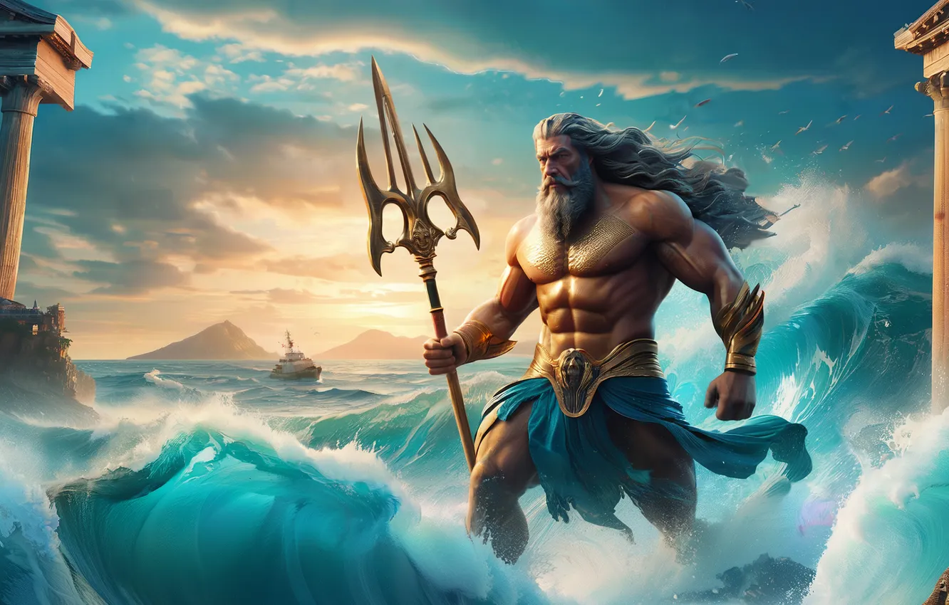 Photo wallpaper the ocean, Trident, The sea king