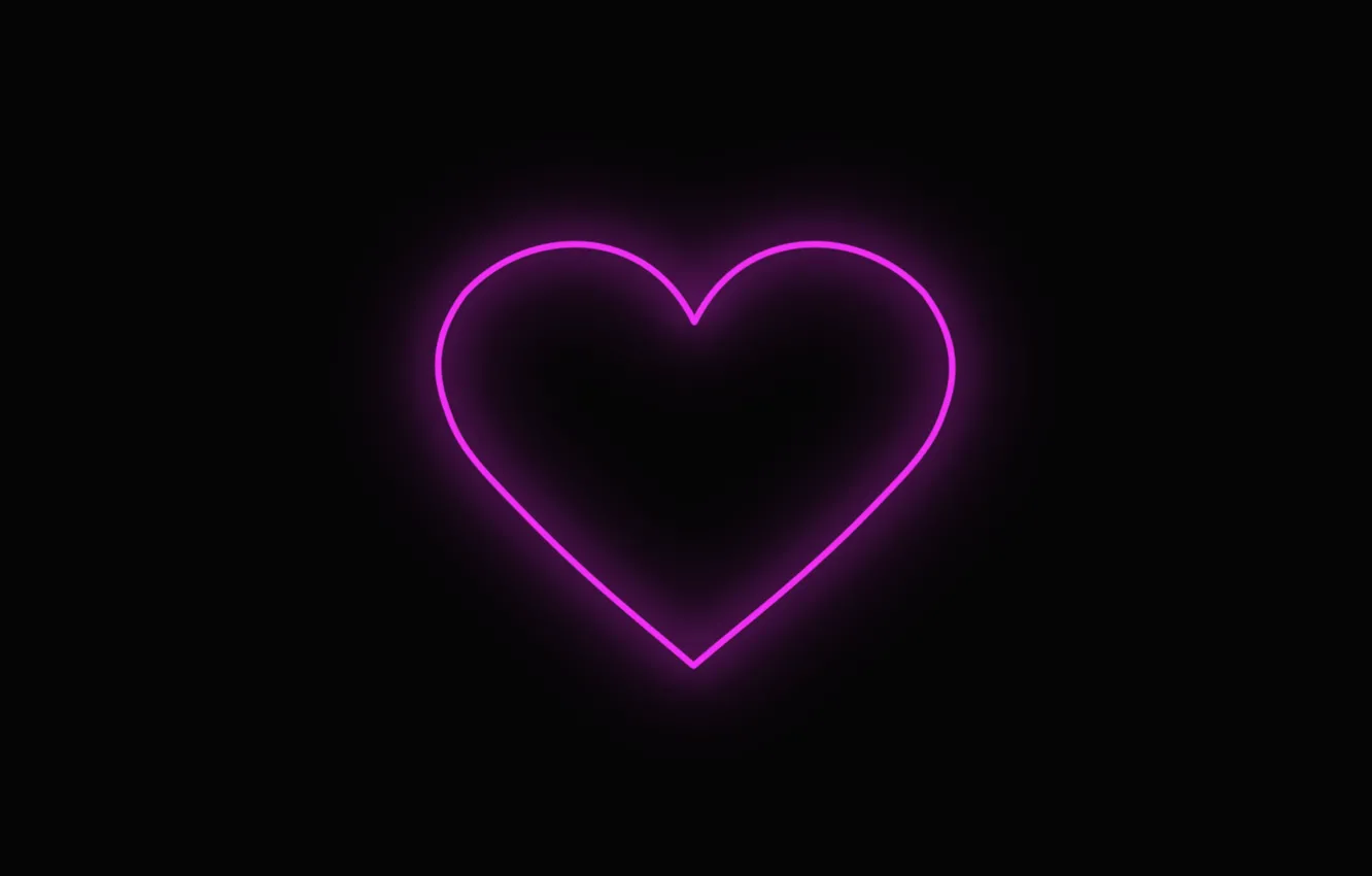 Photo wallpaper purple, love, heart, neon, love, purple, heart, black background