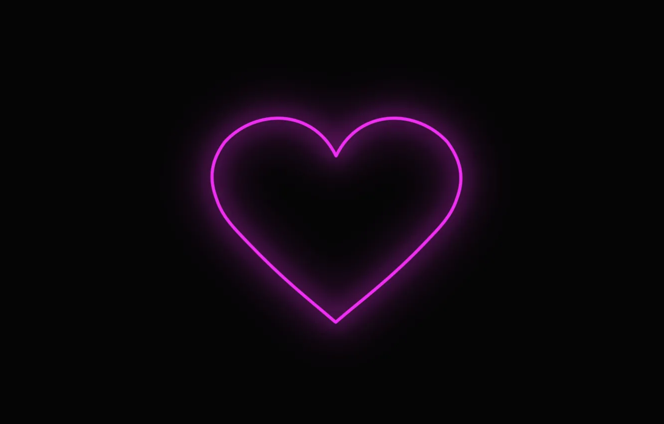 Photo wallpaper purple, love, heart, neon, hearts, love, purple, black background