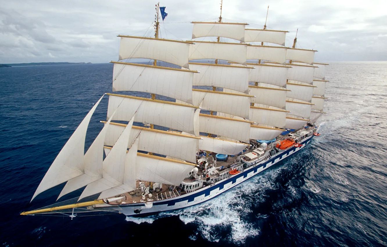 Photo wallpaper sea, sailboat, calm