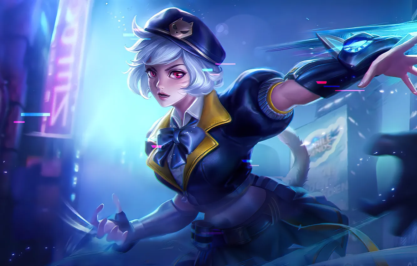 Photo wallpaper girl, knife, battle, Wanwan, Mobile Legends: Bang Bang!