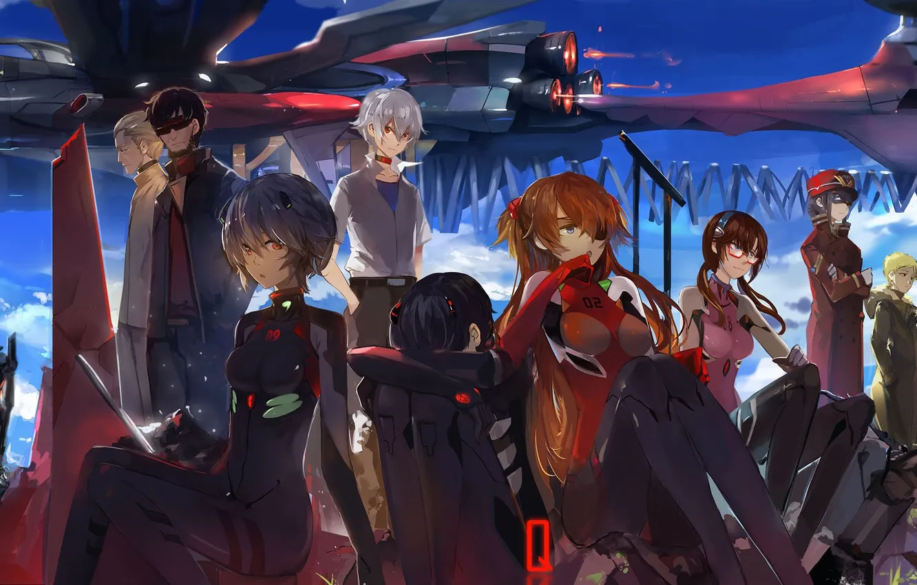 Photo wallpaper look, smile, the plane, girls, guys, art, characters, saberiii