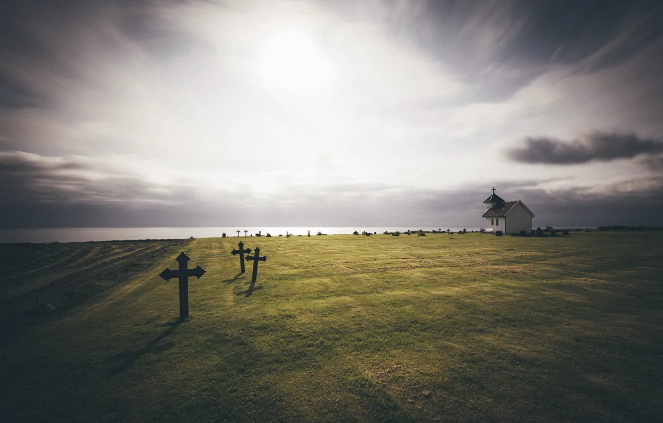 Photo wallpaper Norway, Rogaland, Until the darkness killed the light, Varhaug old cemetery, Brattland