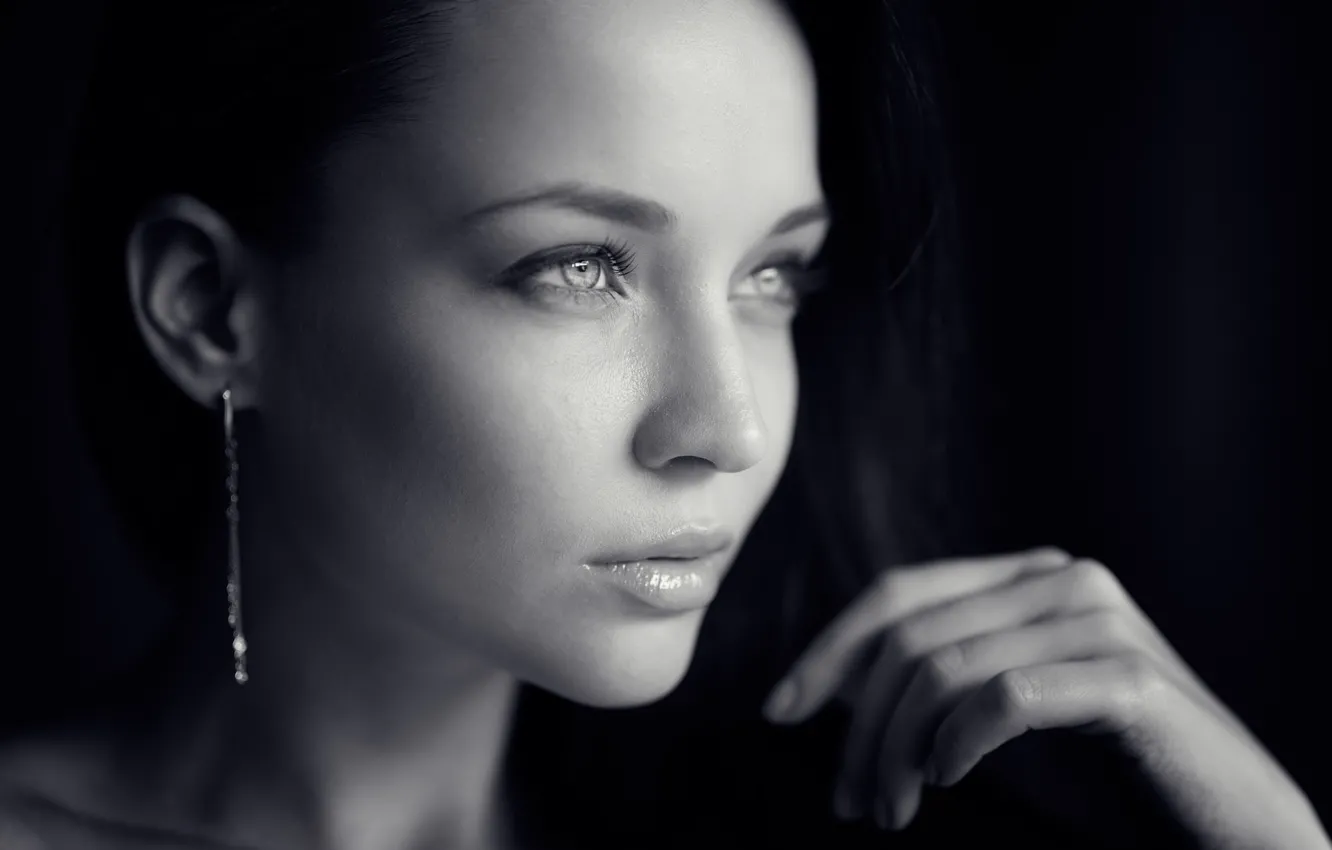 Photo wallpaper eyes, look, girl, face, portrait, black and white photo, Angelina Petrova