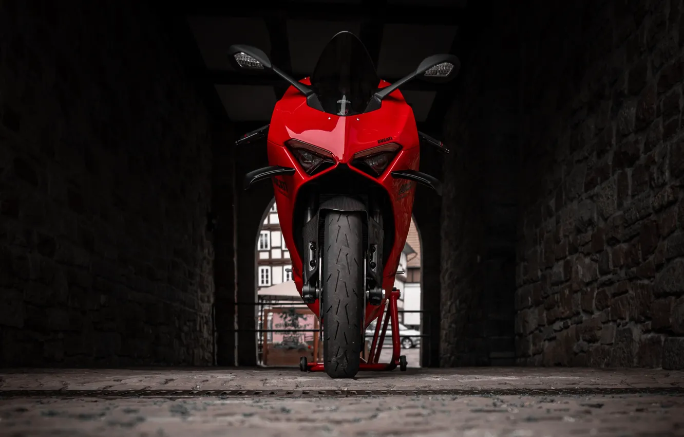 Photo wallpaper Red, Ducati, Panigale V4R, Front view