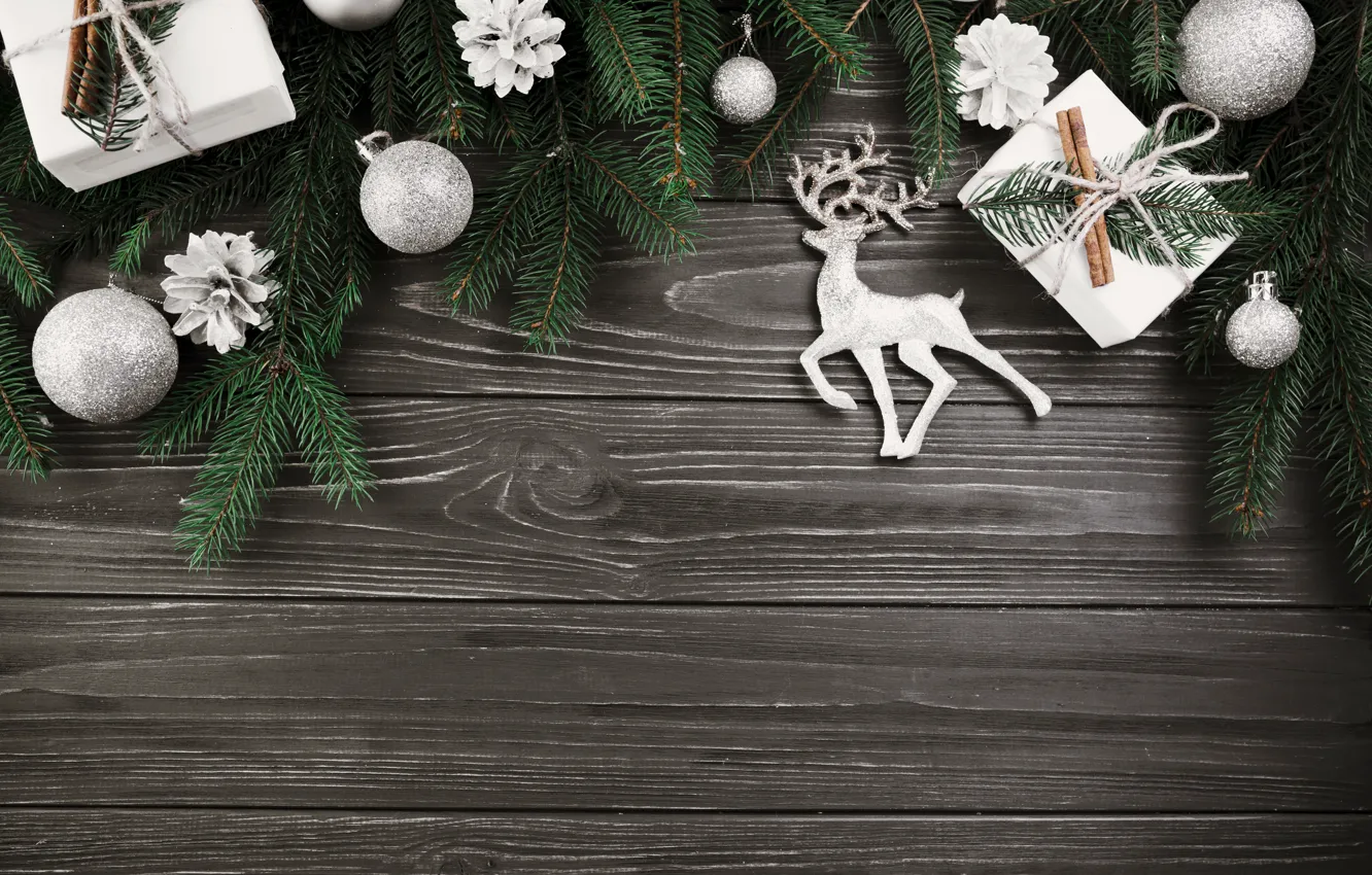 Photo wallpaper gift, balls, tree, new year, Christmas, Christmas, balls, wood