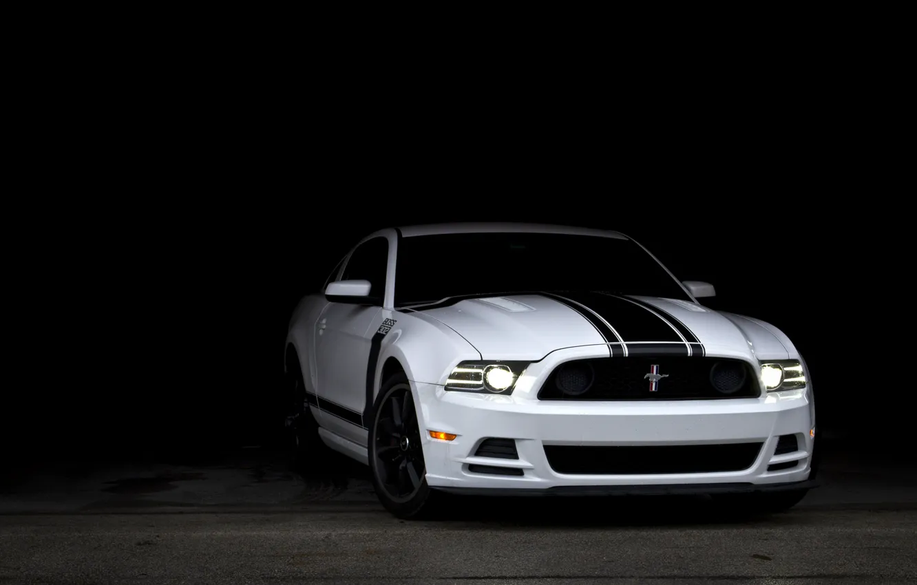 Photo wallpaper white, Mustang, Ford, shadow, Mustang, Boss 302, white, muscle car