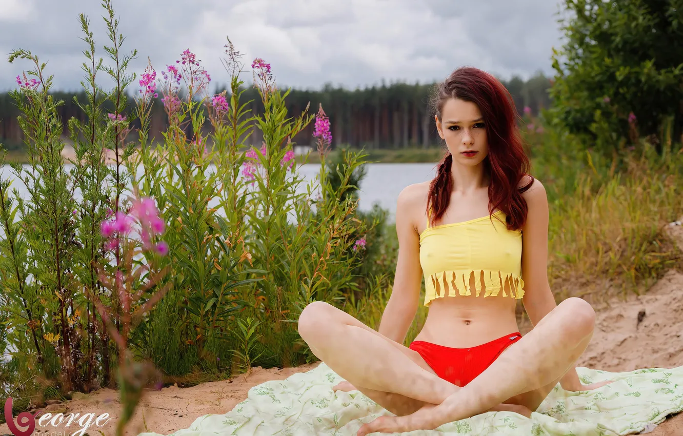 Photo wallpaper girl, beautiful, swimsuit, long-haired, tank top, Irina Telicheva